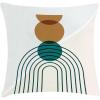 Ambesonne Mid Century Modern Boho Throw Pillow Cushion Cover, Geometric Round Semicircle Shaped Stripes Minimalist, Decorative Square Accent Pillow Case, 20″ X 20″, Caramel Teal and Pale Tan