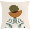 Ambesonne Mid Century Modern Boho Throw Pillow Cushion Cover, Geometric Semicircle and Round with Simple Stripes Art, Decorative Square Accent Pillow Case, 24″ X 24″, Fawn Ginger Champagne