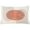 Ambesonne Mid Century Modern Boho Throw Pillow Cushion Cover, Grunge Planet Inspired Round with Stripes on Ivory Back, Decorative Rectangle Accent Pillow Case, 26″ X 16″, Salmon Charcoal Grey