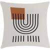 Ambesonne Mid Century Modern Boho Throw Pillow Cushion Cover, Minimalist Abstract Aura Square and Roundy Lines Dreamy Art, Decorative Square Accent Pillow Case, 28″ X 28″, Pale Tan Cinnamon