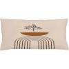 Ambesonne Mid Century Modern Boho Throw Pillow Cushion Cover, Minimalist Art of a Leafy Tree with Semicircle Stripes, Decorative Rectangle Accent Pillow Case, 36″ X 16″, Ginger Champagne Brown