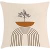 Ambesonne Mid Century Modern Boho Throw Pillow Cushion Cover, Minimalist Art of a Leafy Tree with Semicircle Stripes, Decorative Square Accent Pillow Case, 36″ X 36″, Ginger Champagne Brown