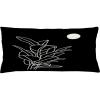 Ambesonne Mid Century Modern Boho Throw Pillow Cushion Cover, Minimalist Design Outline Leaves in Nocturnal Scene with Moon Art, Decorative Rectangle Accent Pillow Case, 36″ X 16″, Black White
