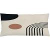 Ambesonne Mid Century Modern Boho Throw Pillow Cushion Cover, Minimalist Round and Semicircle Shaped Stripes Pattern, Decorative Rectangle Accent Pillow Case, 36″ X 16″, Eggshell Charcoal Grey