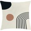 Ambesonne Mid Century Modern Boho Throw Pillow Cushion Cover, Minimalist Round and Semicircle Shaped Stripes Pattern, Decorative Square Accent Pillow Case, 16″ X 16″, Eggshell Charcoal Grey