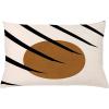 Ambesonne Mid Century Modern Boho Throw Pillow Cushion Cover, Minimalist Sun Look Round Shape with Stripes Pattern Art, Decorative Rectangle Accent Pillow Case, 26″ X 16″, Caramel Charcoal Grey