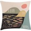 Ambesonne Mid Century Modern Boho Throw Pillow Cushion Cover, Muted Tones of an Abstract and Dreamy Mountain Landscape, Decorative Square Accent Pillow Case, 28″ X 28″, Black and Multicolor