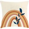 Ambesonne Mid Century Modern Boho Throw Pillow Cushion Cover, Simple Leaves Branch of Earth Tones Rainbow Dreamy Art, Decorative Square Accent Pillow Case, 40″ X 40″, Eggshell Burnt Orange