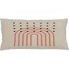 Ambesonne Mid Century Modern Boho Throw Pillow Cushion Cover, Simple Roundy Lines and Spots on Eggshell Tone Back, Decorative Rectangle Accent Pillow Case, 36″ X 16″, Pale Mustard Dark Salmon