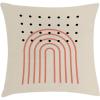 Ambesonne Mid Century Modern Boho Throw Pillow Cushion Cover, Simple Roundy Lines and Spots on Eggshell Tone Back, Decorative Square Accent Pillow Case, 28″ X 28″, Pale Mustard Dark Salmon