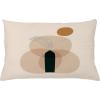 Ambesonne Mid Century Modern Boho Throw Pillow Cushion Cover, Simplistic Leaf in a Vase Motif on Abstract Rounds Art, Decorative Rectangle Accent Pillow Case, 26″ X 16″, Dark Reseda Green Beige