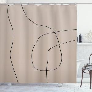 Ambesonne Mid Century Modern Boho Shower Curtain, Muted Tones Minimalist Abstract Drawn Stripes Print, Cloth Fabric Bathroom Decor Set with Hooks, 69″ W x 75″ L, Charcoal Grey Pale Sepia