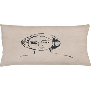 Ambesonne Mid Century Modern Boho Throw Pillow Cushion Cover, Abstract Simple Design Lady Silhouette Peach Tone Back, Decorative Rectangle Accent Pillow Case, 36″ X 16″, Pale Mustard Dark Grey