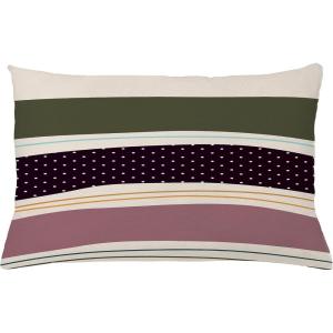 Ambesonne Mid Century Modern Boho Throw Pillow Cushion Cover, Bold Stripes with Minimalist Spots on Eggshell Back, Decorative Rectangle Accent Pillow Case, 26″ X 16″, Dark Purple and Army Green