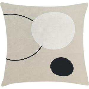 Ambesonne Mid Century Modern Boho Throw Pillow Cushion Cover, Contemporary Geometric Vibes Round and Circle Chill Print, Decorative Square Accent Pillow Case, 40″ X 40″, Pale Sepia Dark Grey