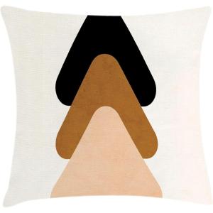 Ambesonne Mid Century Modern Boho Throw Pillow Cushion Cover, Geometric Feels Triangle Look Shapes Minimalist Art, Decorative Square Accent Pillow Case, 20″ X 20″, Peach Charcoal Grey White