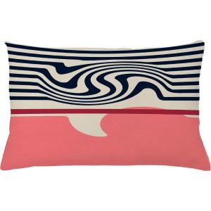 Ambesonne Mid Century Modern Boho Throw Pillow Cushion Cover, Minimalist Abstract Vibes Artwork of a Groovy Lines, Decorative Rectangle Accent Pillow Case, 26″ X 16″, Pastel Pink Eggshell Ruby