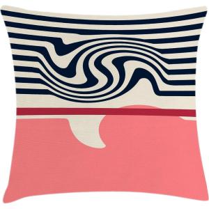 Ambesonne Mid Century Modern Boho Throw Pillow Cushion Cover, Minimalist Abstract Vibes Artwork of a Groovy Lines, Decorative Square Accent Pillow Case, 28″ X 28″, Pastel Pink Eggshell Ruby