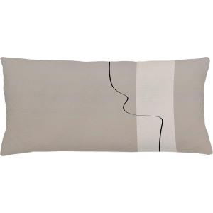 Ambesonne Mid Century Modern Boho Throw Pillow Cushion Cover, Minimalist Art of Abstract Line on Nude Neutral Back, Decorative Rectangle Accent Pillow Case, 36″ X 16″, Pale Tan Charcoal Grey