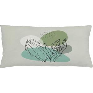 Ambesonne Mid Century Modern Boho Throw Pillow Cushion Cover, Minimalist Outline Leafy Silhouettes Botanical Shapes, Decorative Rectangle Accent Pillow Case, 36″ X 16″, Pistachio Green Seafoam