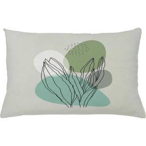 Ambesonne Mid Century Modern Boho Throw Pillow Cushion Cover, Minimalist Outline Leafy Silhouettes Botanical Shapes, Decorative Rectangle Accent Pillow Case, 26″ X 16″, Pistachio Green Seafoam