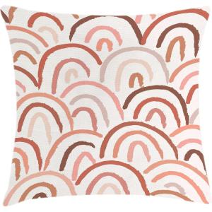 Ambesonne Mid Century Modern Boho Throw Pillow Cushion Cover, Neutral Scandinavian Rainbows Simple Dreamy Lines, Decorative Square Accent Pillow Case, 20″ X 20″, White Pale Cinnamon Blush