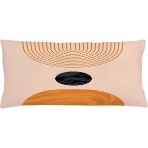 Ambesonne Mid Century Modern Boho Throw Pillow Cushion Cover, Semi Circles and Planet Rounds on a Soft Background, Decorative Rectangle Accent Pillow Case, 36″ X 16″, Dark Orange and Pale Peach