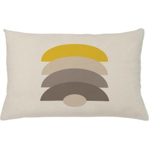 Ambesonne Mid Century Modern Boho Throw Pillow Cushion Cover, Simple Semicircle Pattern with Neutral Colors Print, Decorative Rectangle Accent Pillow Case, 26″ X 16″, Ivory Mustard Pale Taupe