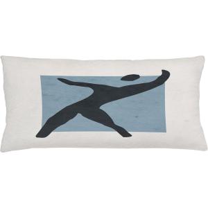 Ambesonne Mid Century Modern Boho Throw Pillow Cushion Cover, Simple Silhouette of Man Freedom Vibe Rectangle Print, Decorative Rectangle Accent Pillow Case, 36″ X 16″, Blue Grey Charcoal Grey
