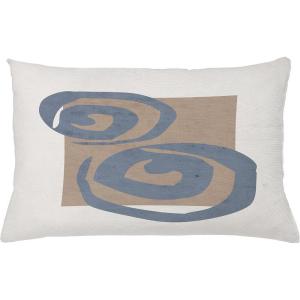 Ambesonne Mid Century Modern Boho Throw Pillow Cushion Cover, Whirly Shapes with Earth Tones Rectangular Hippie Art, Decorative Rectangle Accent Pillow Case, 26″ X 16″, Warm Taupe Purpleblue