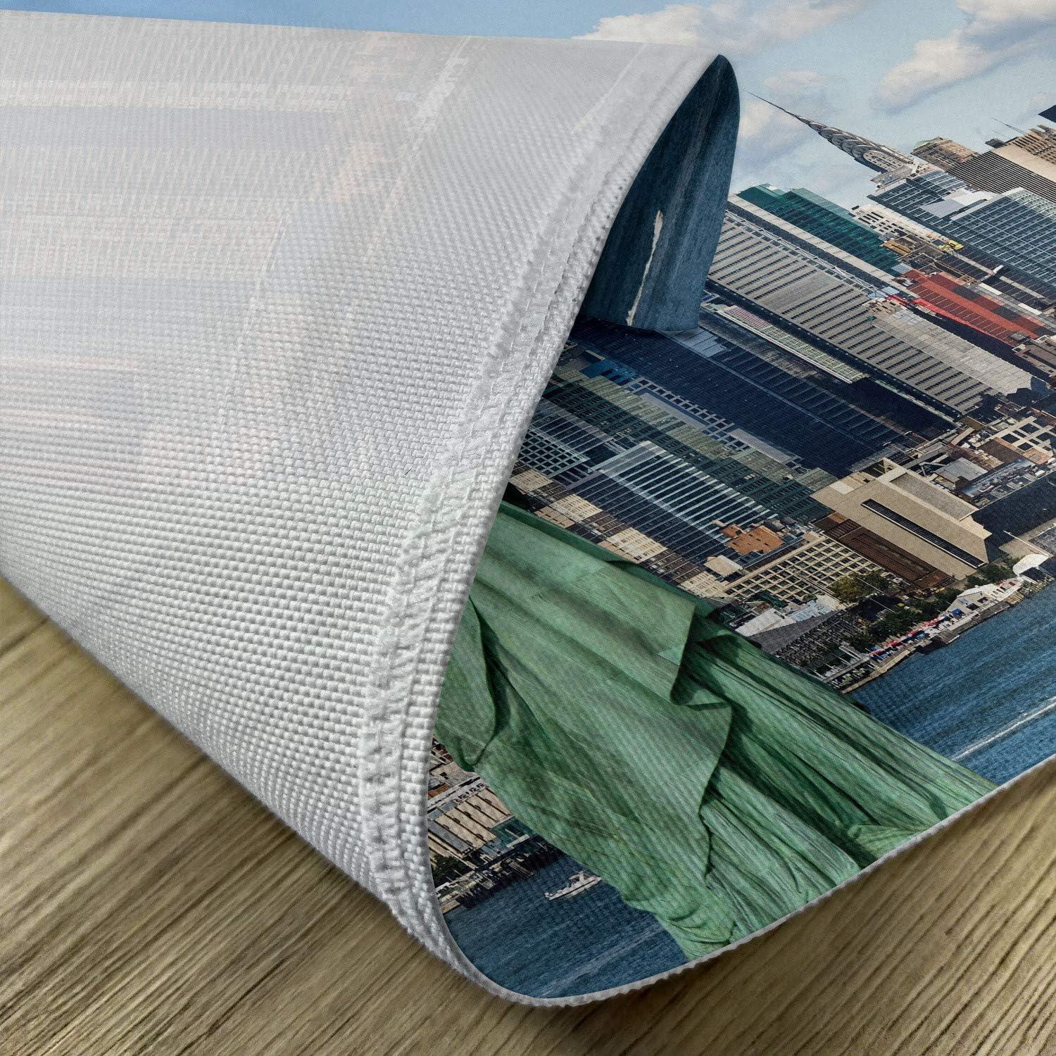 imageAmbesonne New York Place Mats Set of 4 Liberty in NYC Harbor Urban City Print Famous Cultural Landmark Picture Washable Fabric Placemats for Dining Table Standard Size Mint Blue