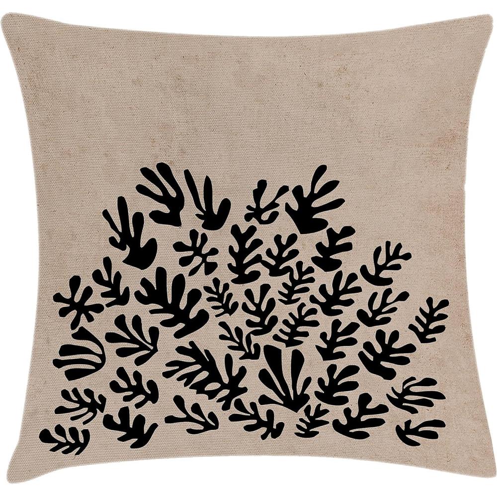 imageAmbesonne Mid Century Modern Boho Throw Pillow Cushion Cover Contemporary Leaves Silhouettes Rectangle Shapes Art Decorative Square Accent Pillow Case 28 X 28 Warm Taupe Charcoal Grey