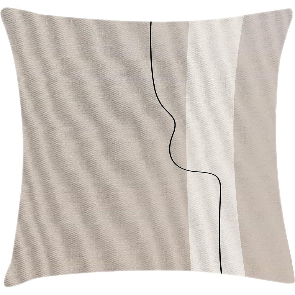 imageAmbesonne Mid Century Modern Boho Throw Pillow Cushion Cover Minimalist Art of Abstract Line on Nude Neutral Back Decorative Square Accent Pillow Case 26 X 26 Pale Tan Charcoal Grey