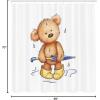 Ambesonne Bear Shower Curtain, Teddy Caught up in Rain Rubber Boots Holding an Umbrella Cartoon, Cloth Fabric Bathroom Decor Set with Hooks, 69″ W x 70″ L, Sand Brown Yellow Blue