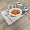 Ambesonne Feathers Place Mats Set of 4, Vaned Types and Natal Contour Flight Bird Feathers and Animal Skin Element Print, Washable Fabric Placemats for Dining Table, Standard Size, Teal Brown