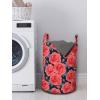 Ambesonne Floral Laundry Bag, Romantic Roses for Lovers Valentines Shabby Perennial Flower Buds Pattern, Hamper Basket with Handles Drawstring Closure for Laundromats, 13″ x 19″, Dark Coral Dark Blue