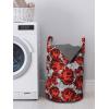 Ambesonne Floral Laundry Bag, Rose Flowers Vintage Design Elements Petals Leaves Love Themed Valentines Image, Hamper Basket with Handles Drawstring Closure for Laundromats, 13″ x 19″, Red Grey Black