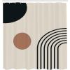 Ambesonne Mid Century Modern Boho Shower Curtain, Minimalist Round and Semicircle Shaped Stripes Pattern, Cloth Fabric Bathroom Decor Set with Hooks, 69″ W x 75″ L, Eggshell Charcoal Grey