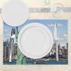 Ambesonne New York Place Mats Set of 4, Liberty in NYC Harbor Urban City Print Famous Cultural Landmark Picture, Washable Fabric Placemats for Dining Table, Standard Size, Mint Blue