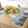 Ambesonne New York Place Mats Set of 4, Liberty in NYC Harbor Urban City Print Famous Cultural Landmark Picture, Washable Fabric Placemats for Dining Table, Standard Size, Mint Blue