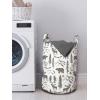 Ambesonne Northwoods Laundry Bag, Forest Elements with Bear Moose Trees and Mountains Wildlife Nature Theme, Hamper Basket with Handles Drawstring Closure for Laundromats, 13″ x 19″, Taupe White