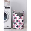 Ambesonne Owl Laundry Bag, Valentines Animals Lovebirds Boy and Girl Bird Motifs on Plain Backdrop, Hamper Basket with Handles Drawstring Closure for Laundromats, 13″ x 19″, Navy Blue Pink and White
