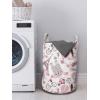 Ambesonne Paris Laundry Bag, Valentines Day Theme with Eiffel Kissing Couple Hot Air Balloon Wedding Concept, Hamper Basket with Handles Drawstring Closure for Laundromats, 13″ x 19″, Pale Pink Rose