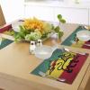 Ambesonne Rasta Place Mats Set of 4, Judah Lion a Rastafari Flag Jungle Reggae Theme Art Vivid Colorful Print, Washable Fabric Placemats for Dining Table, Standard Size, Yellow and Red