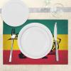 Ambesonne Rasta Place Mats Set of 4, Judah Lion a Rastafari Flag Jungle Reggae Theme Art Vivid Colorful Print, Washable Fabric Placemats for Dining Table, Standard Size, Yellow and Red