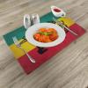 Ambesonne Rasta Place Mats Set of 4, Judah Lion a Rastafari Flag Jungle Reggae Theme Art Vivid Colorful Print, Washable Fabric Placemats for Dining Table, Standard Size, Yellow and Red