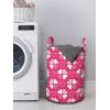 Ambesonne Romantic Laundry Bag, Continuous Hand Drawn Hearts as Clover Leaves Monochrome Valentine’s Day, Hamper Basket with Handles Drawstring Closure for Laundromats, 13″ x 19″, Hot Pink and White