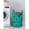 Ambesonne Teal Laundry Bag, Kittens Pink Hearts Animal Design with Valentines Inspirations, Hamper Basket with Handles Drawstring Closure for Laundromats, 13″ x 19″, Teal Pink Dark Blue