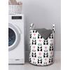 Ambesonne Valentine’s Day Laundry Bag, Romantic Pandas Hearts Doodle Love Theme Art Pattern, Hamper Basket with Handles Drawstring Closure for Laundromats, 13″ x 19″, Charcoal Grey Pink and White