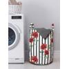 Ambesonne Watercolor Laundry Bag, Rose Pattern with Vertical Stripes Pattern Romantic Valentines Day, Hamper Basket with Handles Drawstring Closure for Laundromats, 13″ x 19″, Ruby Reseda Green Black